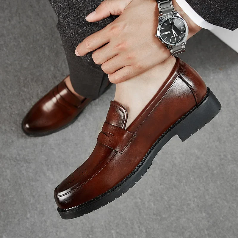Luxurious Men Dress Shoes Inner High Loafers Men Shoes Casual Shoe Man Fit Classic Party British Men's Height-increasing Shoes