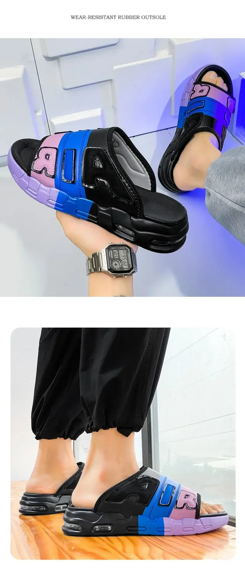High Quality Slippers for Men Air Cushion Design Slide Man Summer New PVC Soft Non Slip Mens Sports Flip Flops Chanclas Hombrew