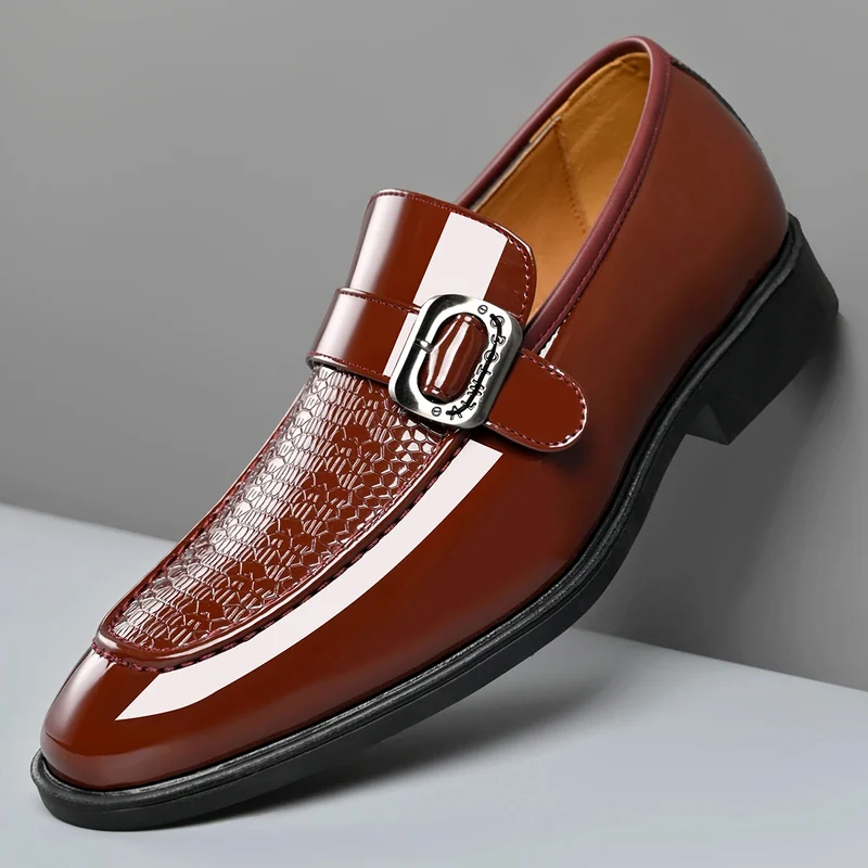 Men's Fashionable British Style Leather Shoes Slip-On Loafers Comfortable Anti-Slip Formal Derby Shoes-HT187