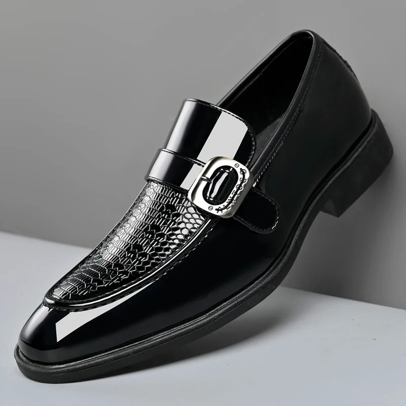 Men's Fashionable British Style Leather Shoes Slip-On Loafers Comfortable Anti-Slip Formal Derby Shoes-HT187