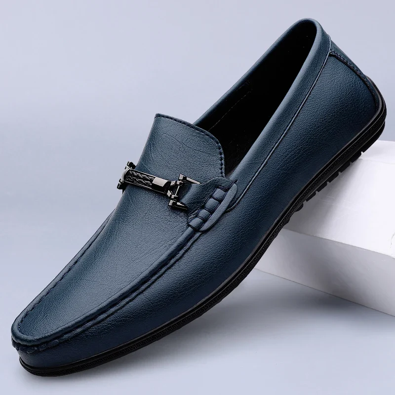 Men Loafers Slip on White Leather Shoes Casual Fashion Luxury Shoes Designer Italian Brand Loafer Moccasins Four Seasons