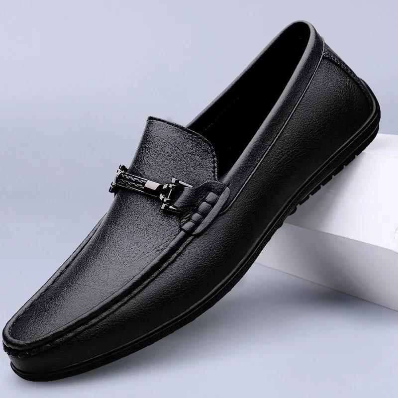 Men Loafers Slip on White Leather Shoes Casual Fashion Luxury Shoes Designer Italian Brand Loafer Moccasins Four Seasons
