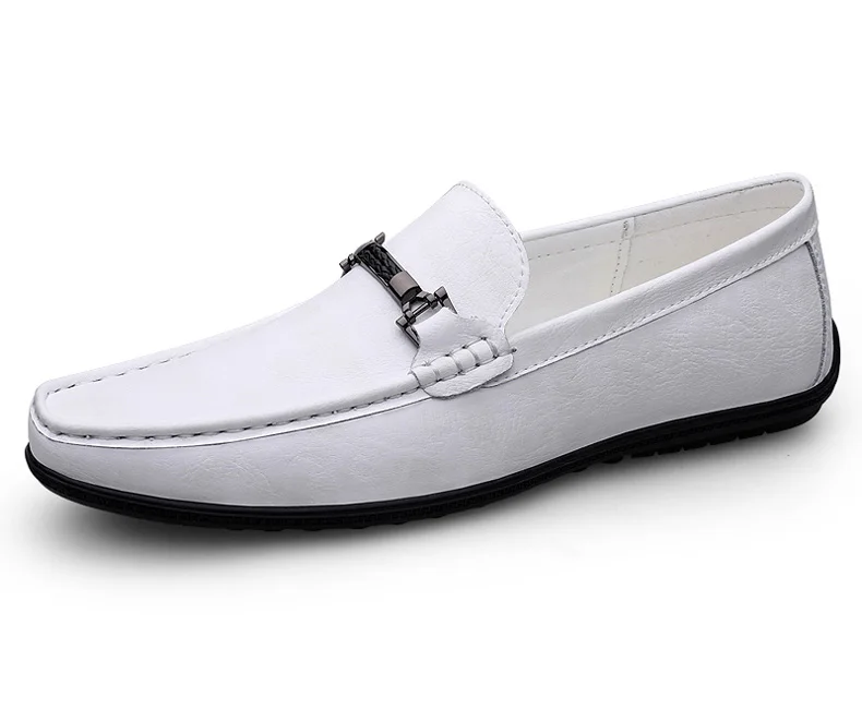 Men Loafers Slip on White Leather Shoes Casual Fashion Luxury Shoes Designer Italian Brand Loafer Moccasins Four Seasons