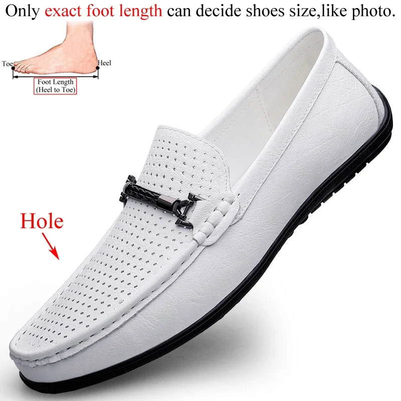 Men Loafers Slip on White Leather Shoes Casual Fashion Luxury Shoes Designer Italian Brand Loafer Moccasins Four Seasons