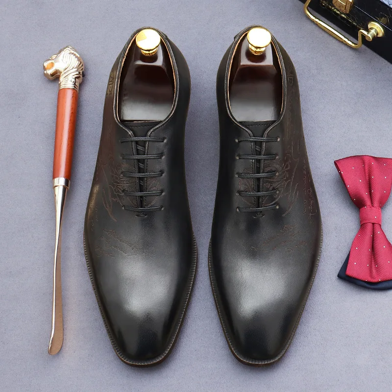 British Trend Mens Dress Shoes Elegant Genuine Cow Leather 2023 Autumn Designer New Style Oxfords Wedding Social Shoes Man