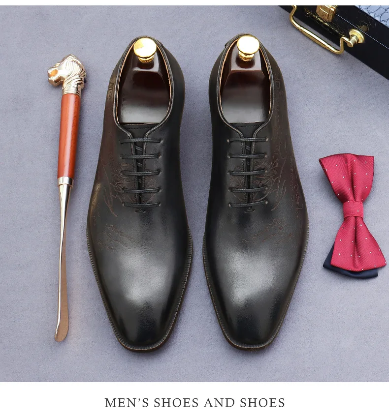 British Trend Mens Dress Shoes Elegant Genuine Cow Leather 2023 Autumn Designer New Style Oxfords Wedding Social Shoes Man