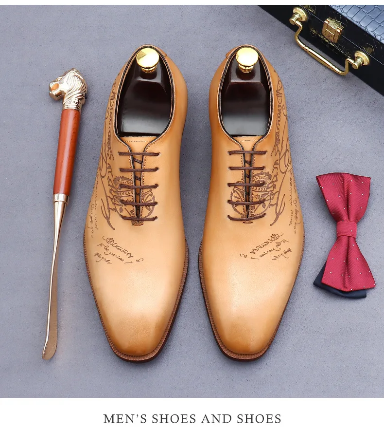 British Trend Mens Dress Shoes Elegant Genuine Cow Leather 2023 Autumn Designer New Style Oxfords Wedding Social Shoes Man