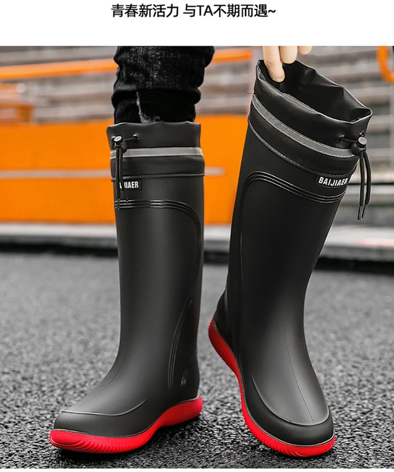 Rain shoes men's waterproof rainproof boots four season soft soles non-slip comfort outdoor work water shoes male's water boots