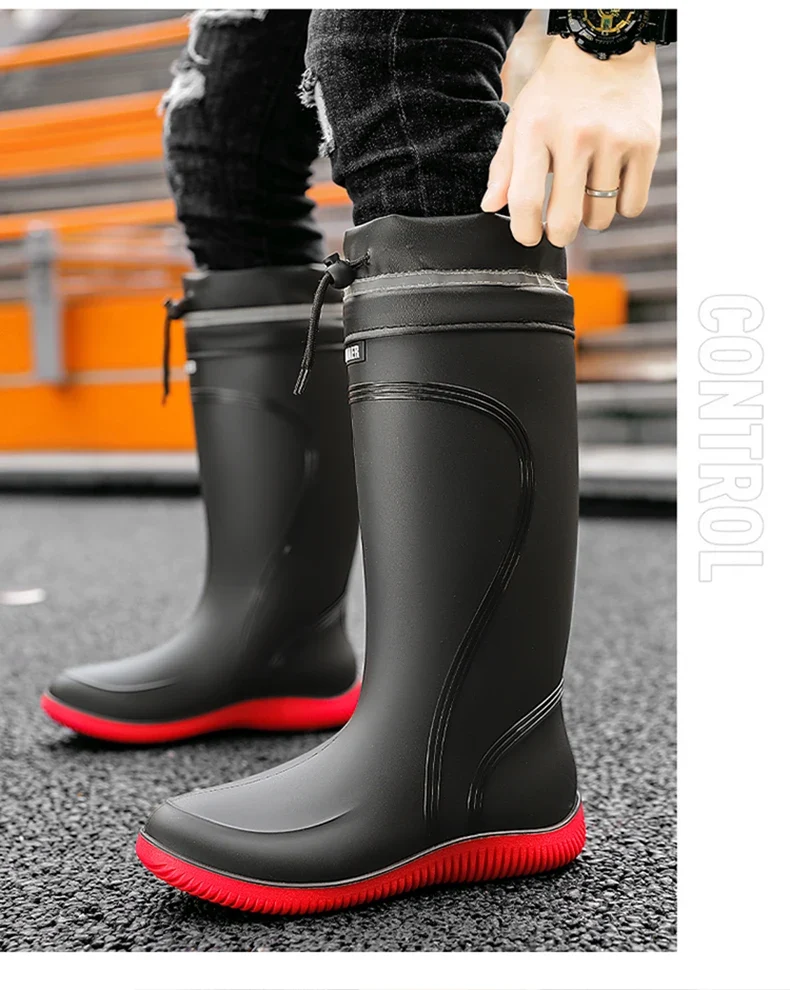 Rain shoes men's waterproof rainproof boots four season soft soles non-slip comfort outdoor work water shoes male's water boots