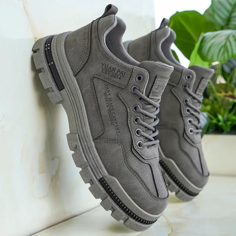 Low-Top Men's Thick-Sole Sports Outdoor Classic Shoes - Lace-Up Fashion Trendy Street Hiking Skate Shoes