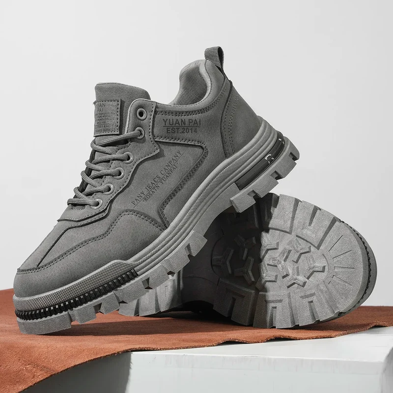 Low-Top Men's Thick-Sole Sports Outdoor Classic Shoes - Lace-Up Fashion Trendy Street Hiking Skate Shoes