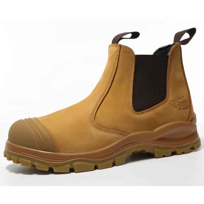 Genuine Leather Work Safety Boots For Chelsea Boots Men Shoes European Standard Protective Boots Cowhide Indestructible Shoes
