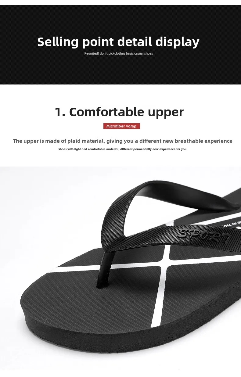 Men's Summer Flip Flop Fashionable Outdoor Slippers Casual Vacation Beach Shoes Indoor Bathroom Non-slip Flip-flops Sandals