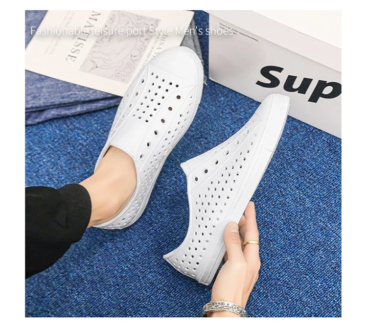 New beach sandals perforated shoes men's anti slip work shoes summer garden shoes water shoes ultra light outdoor walking shoes