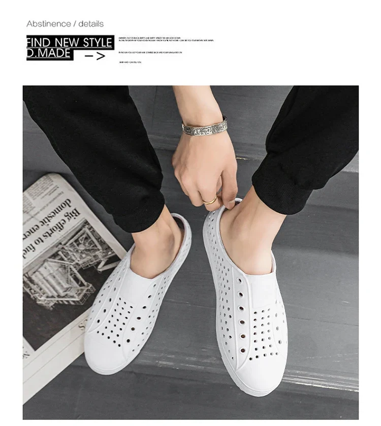 New beach sandals perforated shoes men's anti slip work shoes summer garden shoes water shoes ultra light outdoor walking shoes