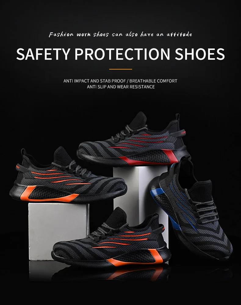 Men Work Safety Shoes Anti-puncture Working Sneakers Male Indestructible Work Shoes Men Boots Lightweight Men Shoes Safety Boots