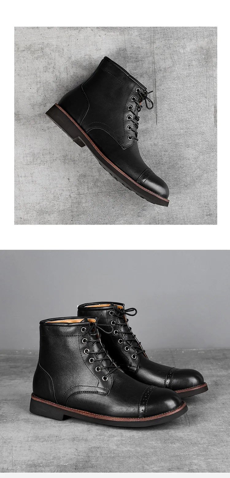 Men Boots 2025 American style Comfortable Fashion Leather Boots Lace up men's short boots motorcycle boots