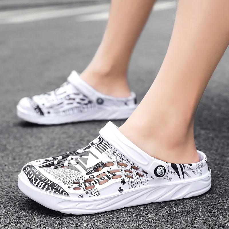 Plus Size 49 Men Non-slip Sandals Clogs Men and Women Home Beach Slippers Breathable Lightweight Men Outdoor House Slides