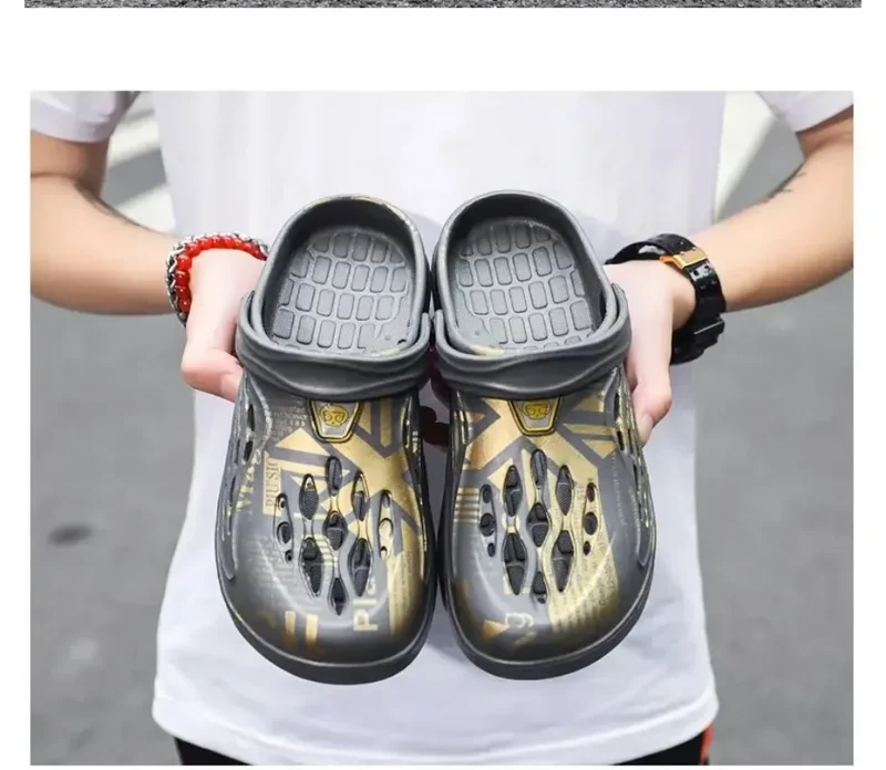 Plus Size 49 Men Non-slip Sandals Clogs Men and Women Home Beach Slippers Breathable Lightweight Men Outdoor House Slides