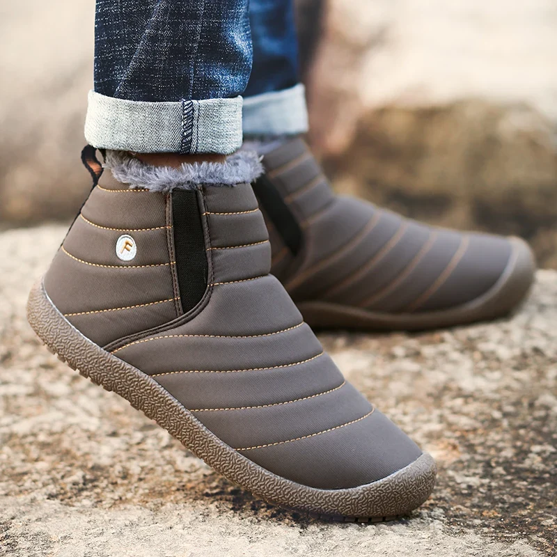 MARSON Men Winter Shoes Solid 4 Colors Men's Snow Boots Plush Inside Bottom Keep Warm Waterproof Ski Boots Plus Size 35 - 48