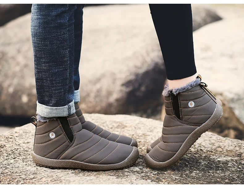 MARSON Men Winter Shoes Solid 4 Colors Men's Snow Boots Plush Inside Bottom Keep Warm Waterproof Ski Boots Plus Size 35 - 48