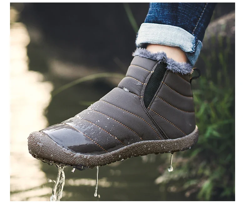 MARSON Men Winter Shoes Solid 4 Colors Men's Snow Boots Plush Inside Bottom Keep Warm Waterproof Ski Boots Plus Size 35 - 48