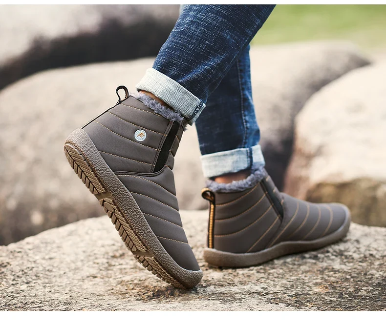 MARSON Men Winter Shoes Solid 4 Colors Men's Snow Boots Plush Inside Bottom Keep Warm Waterproof Ski Boots Plus Size 35 - 48