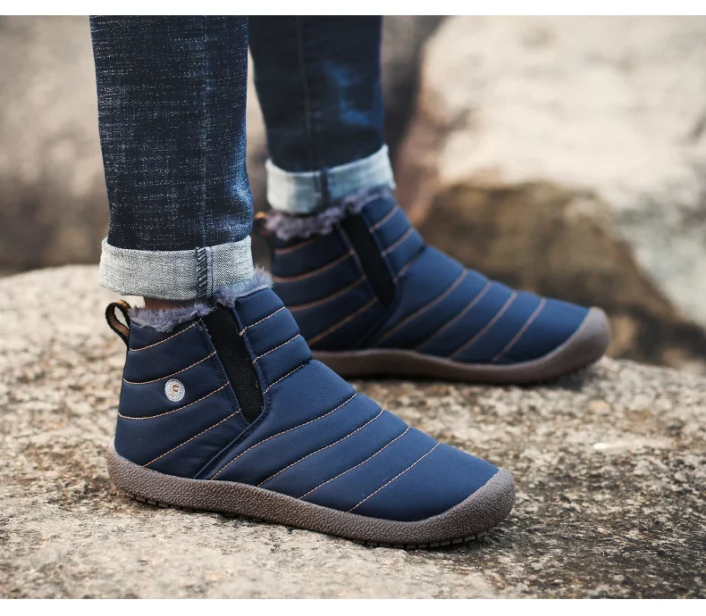 MARSON Men Winter Shoes Solid 4 Colors Men's Snow Boots Plush Inside Bottom Keep Warm Waterproof Ski Boots Plus Size 35 - 48