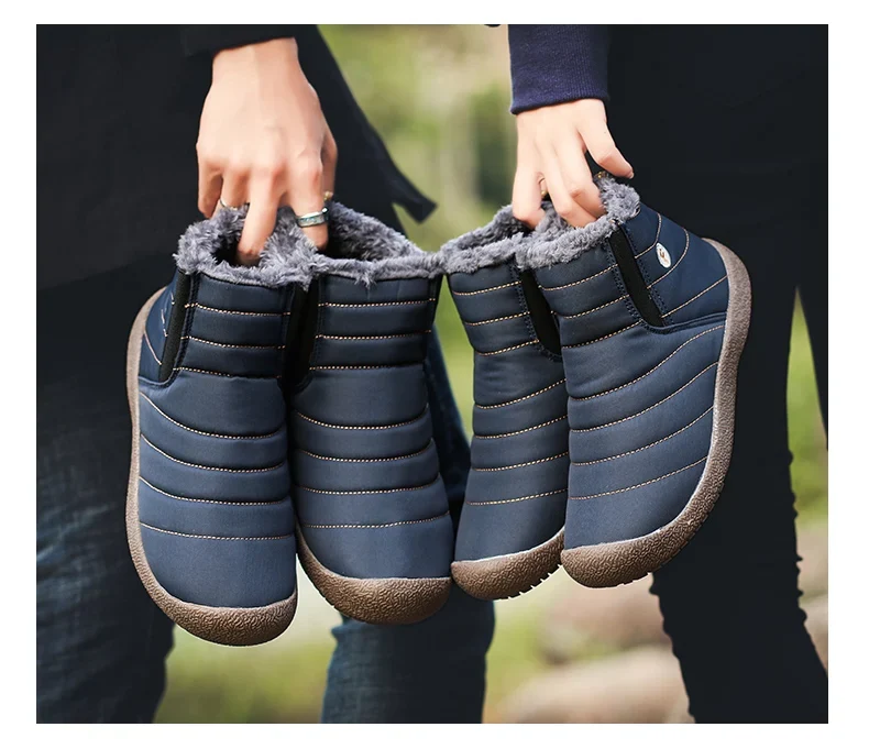 MARSON Men Winter Shoes Solid 4 Colors Men's Snow Boots Plush Inside Bottom Keep Warm Waterproof Ski Boots Plus Size 35 - 48