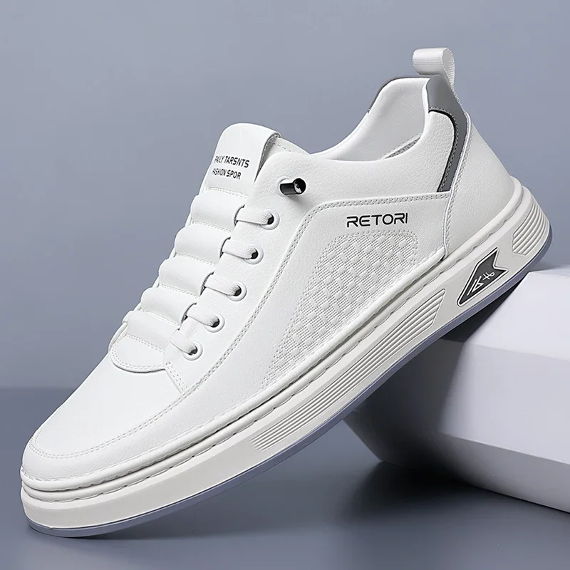 New Men's Shoes High Quality Leather Casual Shoes for Men Designer Sneakers Tenis Masculino Comfort Lace-up White Sport Shoes