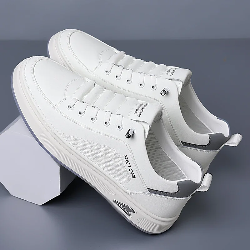 New Men's Shoes High Quality Leather Casual Shoes for Men Designer Sneakers Tenis Masculino Comfort Lace-up White Sport Shoes