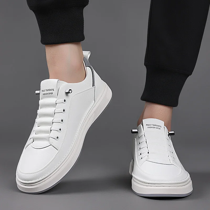 New Men's Shoes High Quality Leather Casual Shoes for Men Designer Sneakers Tenis Masculino Comfort Lace-up White Sport Shoes