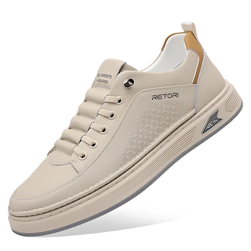 New Men's Shoes High Quality Leather Casual Shoes for Men Designer Sneakers Tenis Masculino Comfort Lace-up White Sport Shoes
