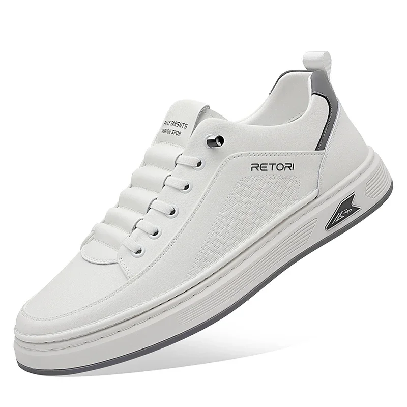 New Men's Shoes High Quality Leather Casual Shoes for Men Designer Sneakers Tenis Masculino Comfort Lace-up White Sport Shoes