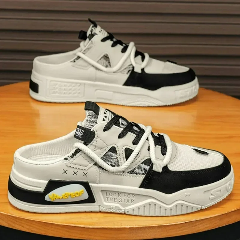 Slipper Mens Shoes Summer Thick Sole Breathable Comfortable Half Slippers Outdoor Youth Skateboard Shoes Casual Sneakers for Men