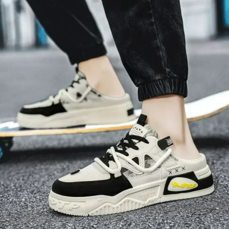 Slipper Mens Shoes Summer Thick Sole Breathable Comfortable Half Slippers Outdoor Youth Skateboard Shoes Casual Sneakers for Men