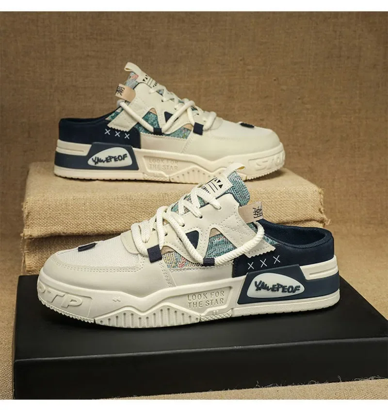 Slipper Mens Shoes Summer Thick Sole Breathable Comfortable Half Slippers Outdoor Youth Skateboard Shoes Casual Sneakers for Men