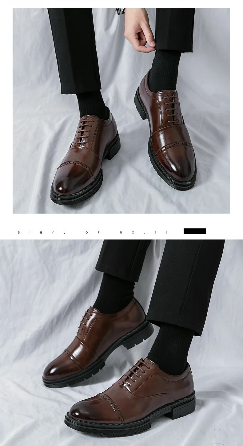 High Quality Brogues Wedding Leather Shoes Men Classic Formal Office Casual Business Shoes Man Social Oxford Men's Dress Shoes