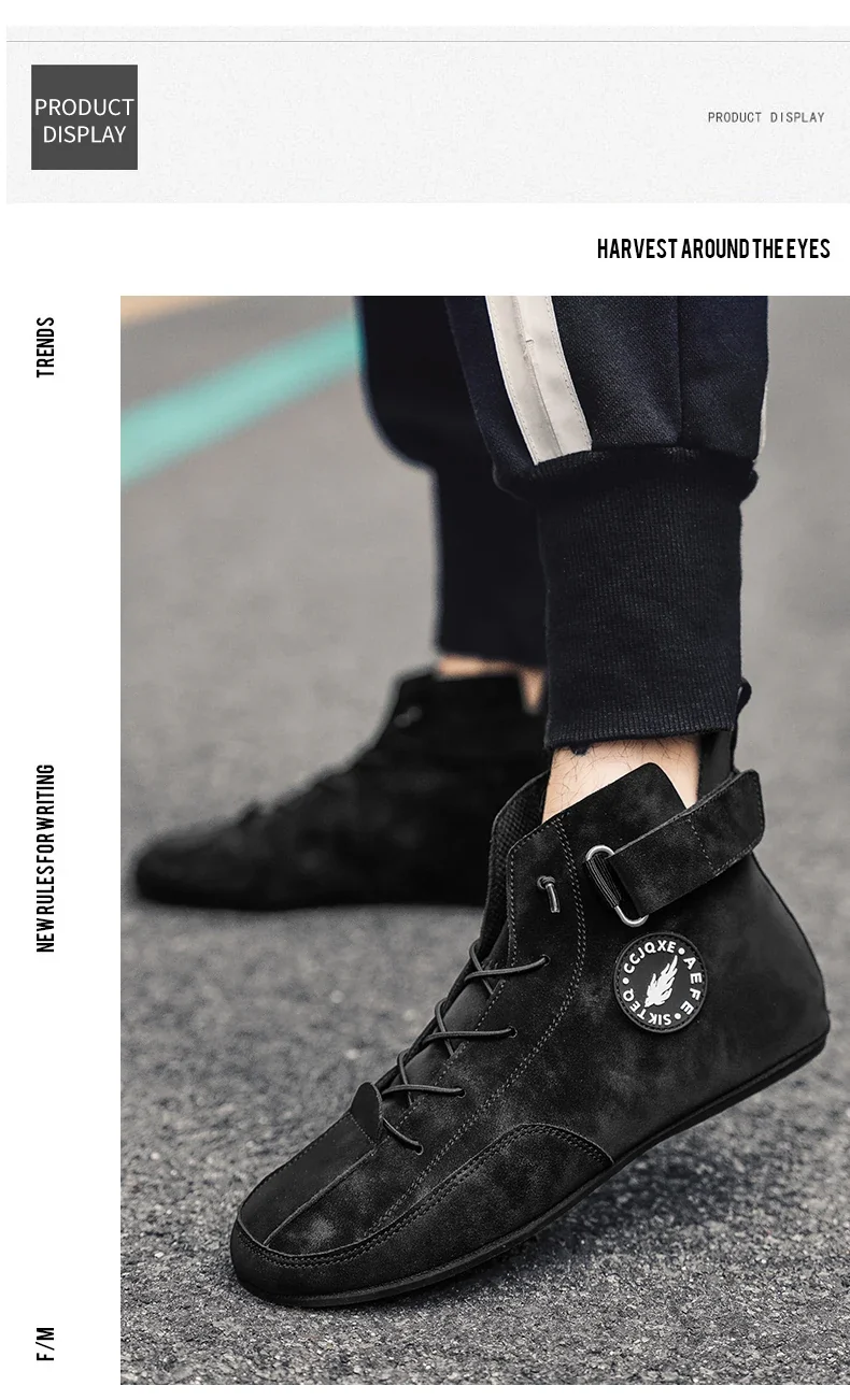 YRZL Men's Shoes Ankle Boots Lightweight Anti-slip Man Casual Walking Shoes Soft Soles Comfortable Breathable Blue Shoes for Men