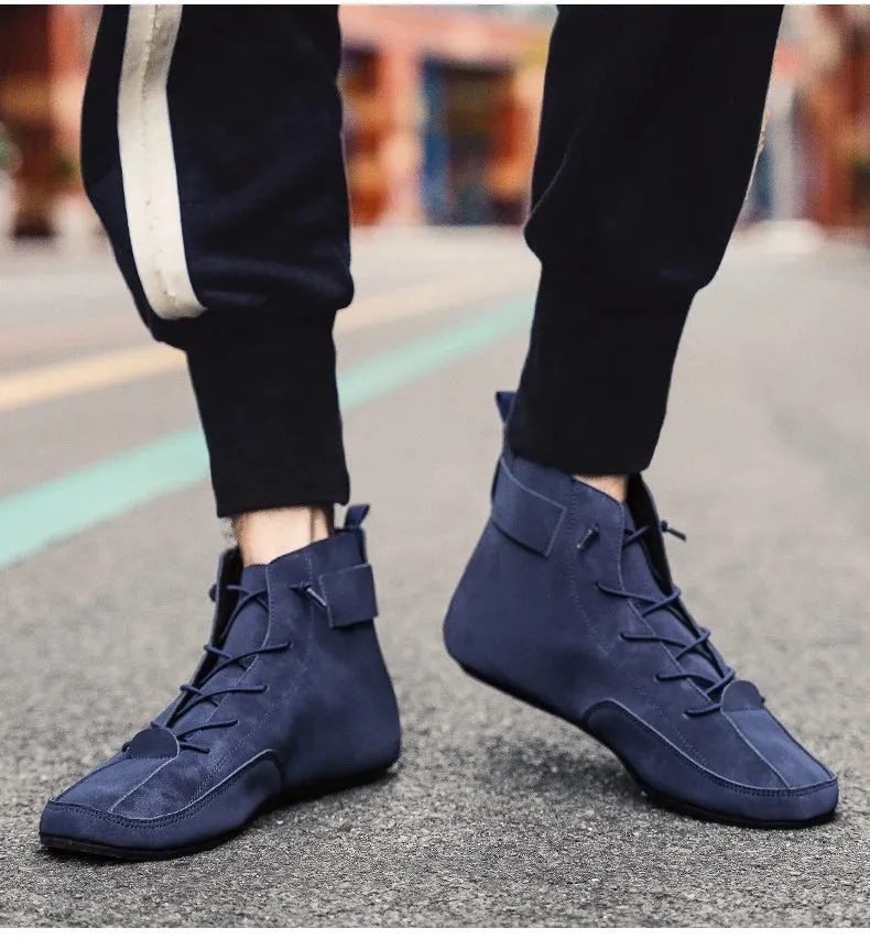 YRZL Men's Shoes Ankle Boots Lightweight Anti-slip Man Casual Walking Shoes Soft Soles Comfortable Breathable Blue Shoes for Men