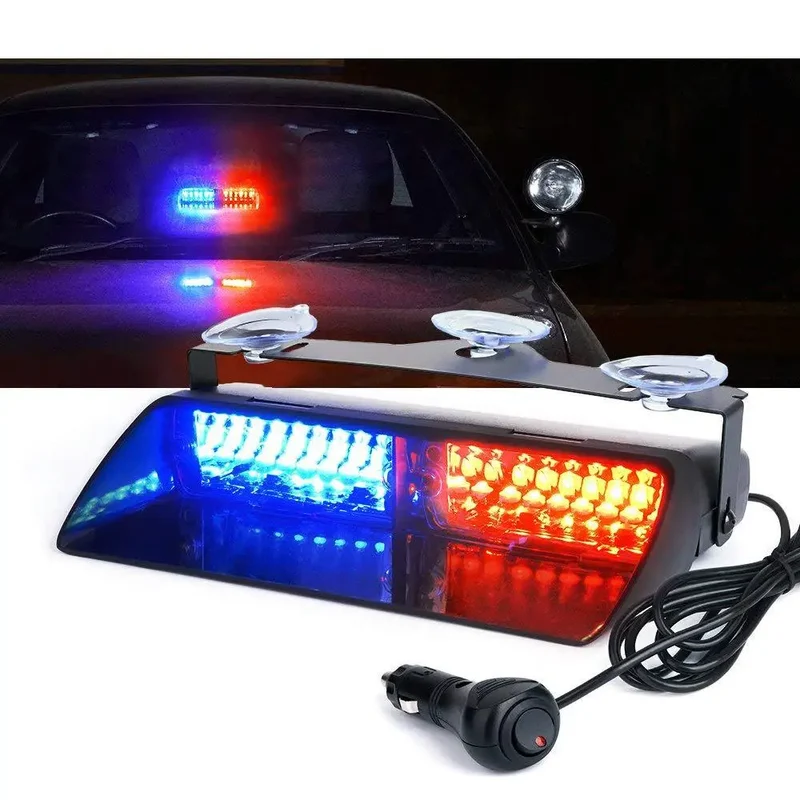 16W Car Windshield LED Strobe Light 12V Waterproof Police Lights Warning Light Flash Dash Emergency Signal Lamps