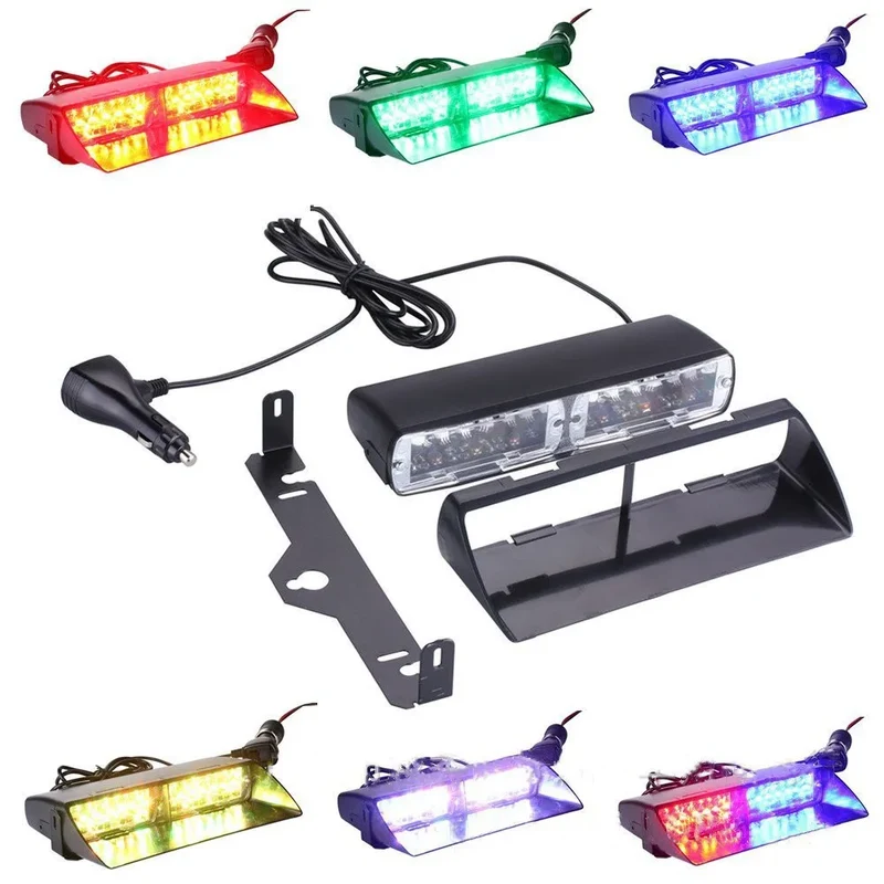 16W Car Windshield LED Strobe Light 12V Waterproof Police Lights Warning Light Flash Dash Emergency Signal Lamps