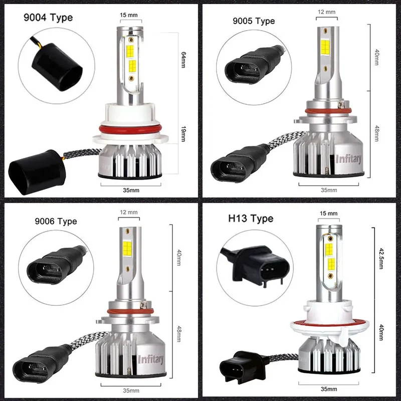 Infitary H7 Led Car Lights H4 H11 Auto Fog Lamp 6500K Headlight Bulbs H1 30000LM Accessories 9005 9006 H1 880 H3 Automobile Bulb