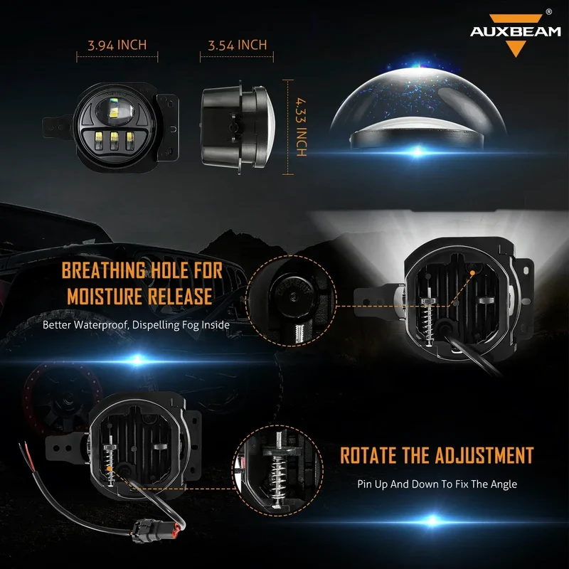 1 Pair LED Fog Lights for Jeep Wrangler JL 2018-2023 Driving Passing Lights Headlight 12V 6000K IP67 Waterproof