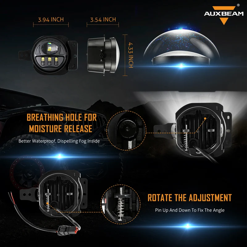 1 Pair LED Fog Lights for Jeep Wrangler JL 2018-2023 Driving Passing Lights Headlight 12V 6000K IP67 Waterproof