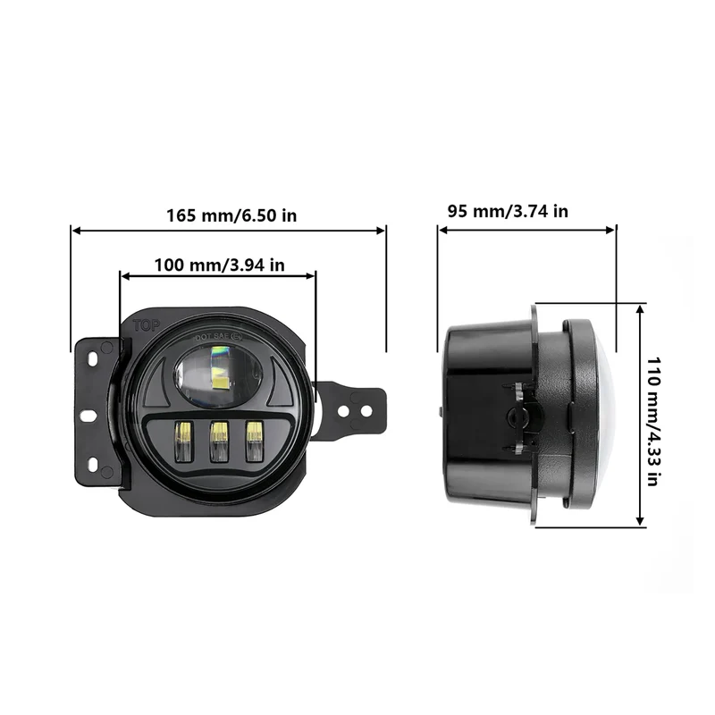 1 Pair LED Fog Lights for Jeep Wrangler JL 2018-2023 Driving Passing Lights Headlight 12V 6000K IP67 Waterproof