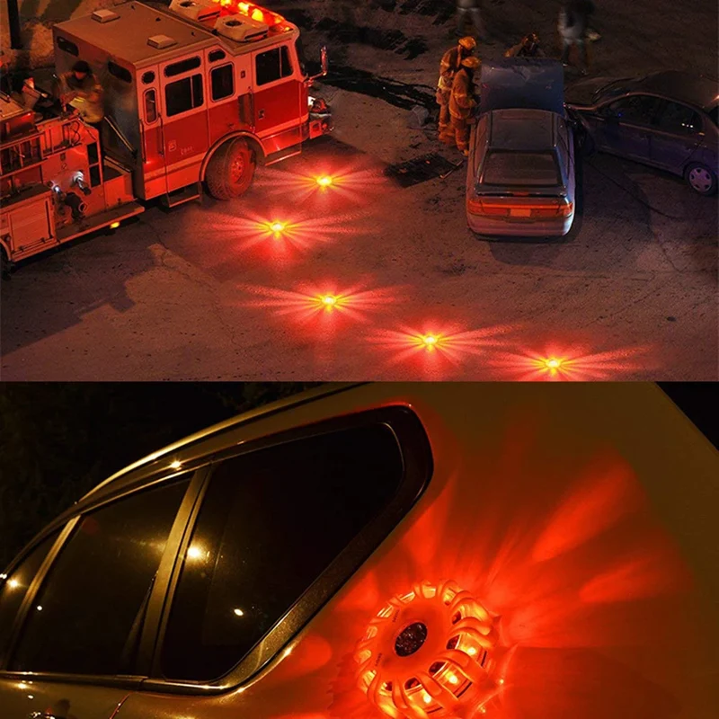 2PCS 3PCS 6PCS Car Emergency Strobe Flashing Warning Light Roof Road Safety Lamp Roadside Orange Beacon Magnetic Base Light