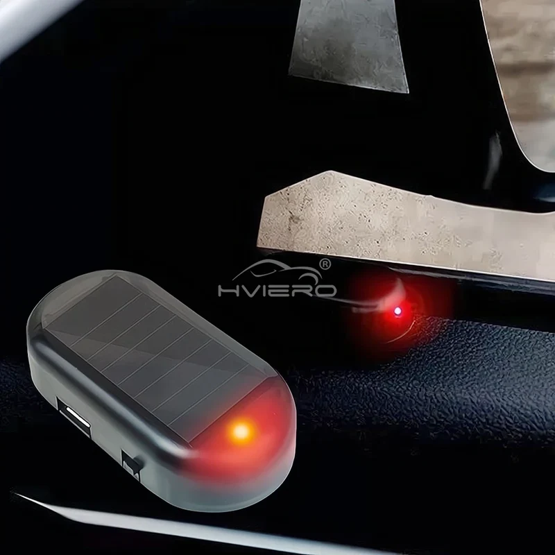 1Pcs Car Fake Security Light Solar Powered Simulated Dummy Alarm Wireless Warning Anti Theft Caution Lamp LED Flashing Imitation