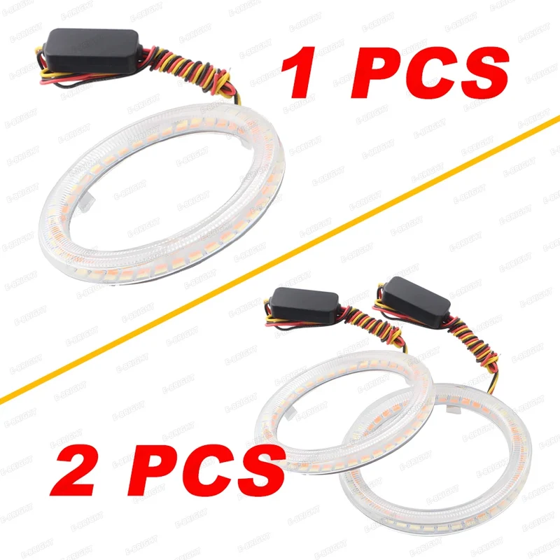2PCS 24V 12V Angel Eyes Halo Rings White Amber 4014LED Cars Headlight DRL Driving Light 60 70 80MM 90MM 95MM 100MM 110MM 120MM