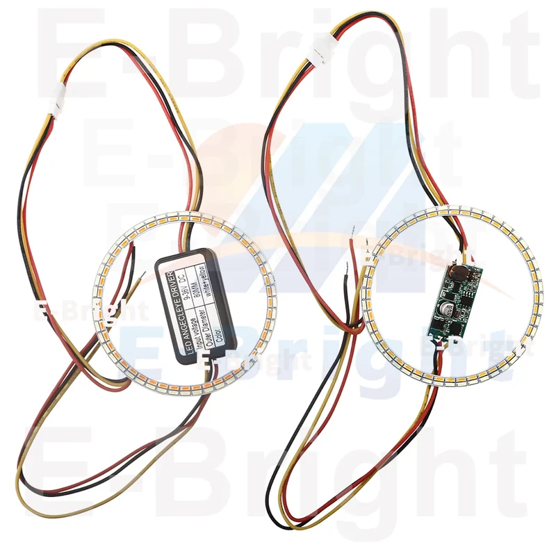 2PCS 24V 12V Angel Eyes Halo Rings White Amber 4014LED Cars Headlight DRL Driving Light 60 70 80MM 90MM 95MM 100MM 110MM 120MM